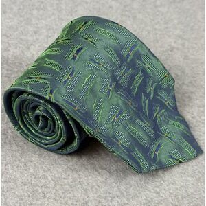 Vintage Garrick Anderson Silk Tie Green Blue Abstract USA Handmade Wide 59x4"